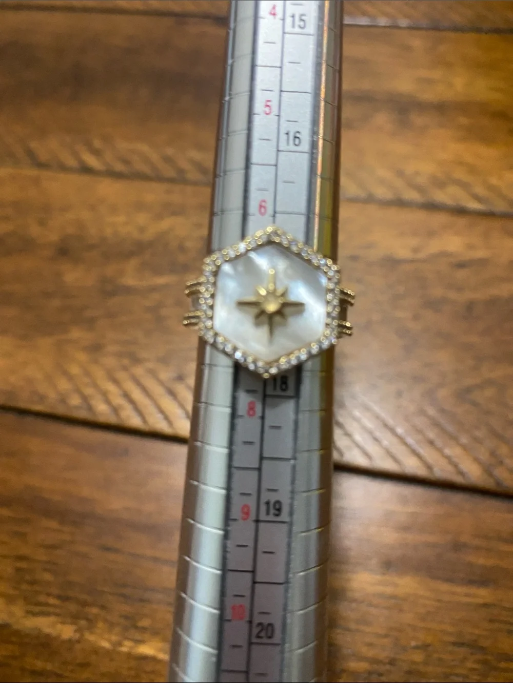 Bomb Party Halo Ring - Genuine Moonstone & Mother of Pearl -  Gold - 7